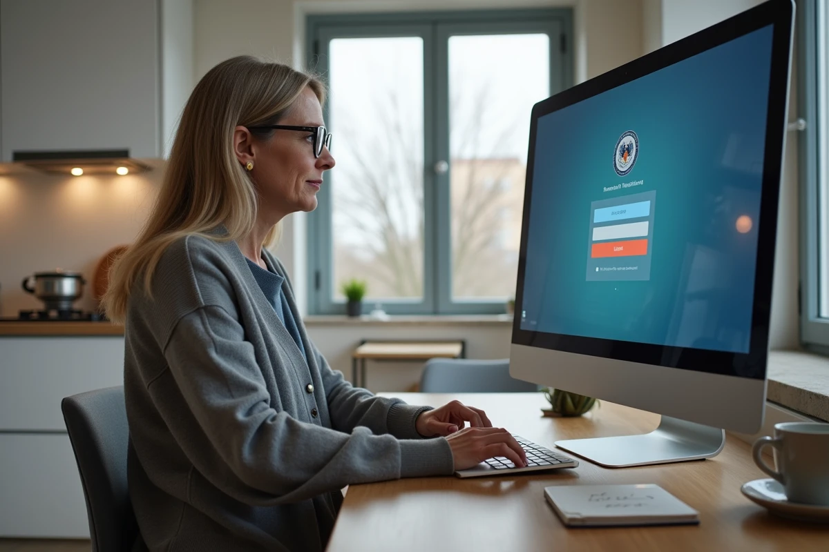 Une femme en télétravail accédant à distance à sa messagerie institutionnelle Zimbra depuis son domicile