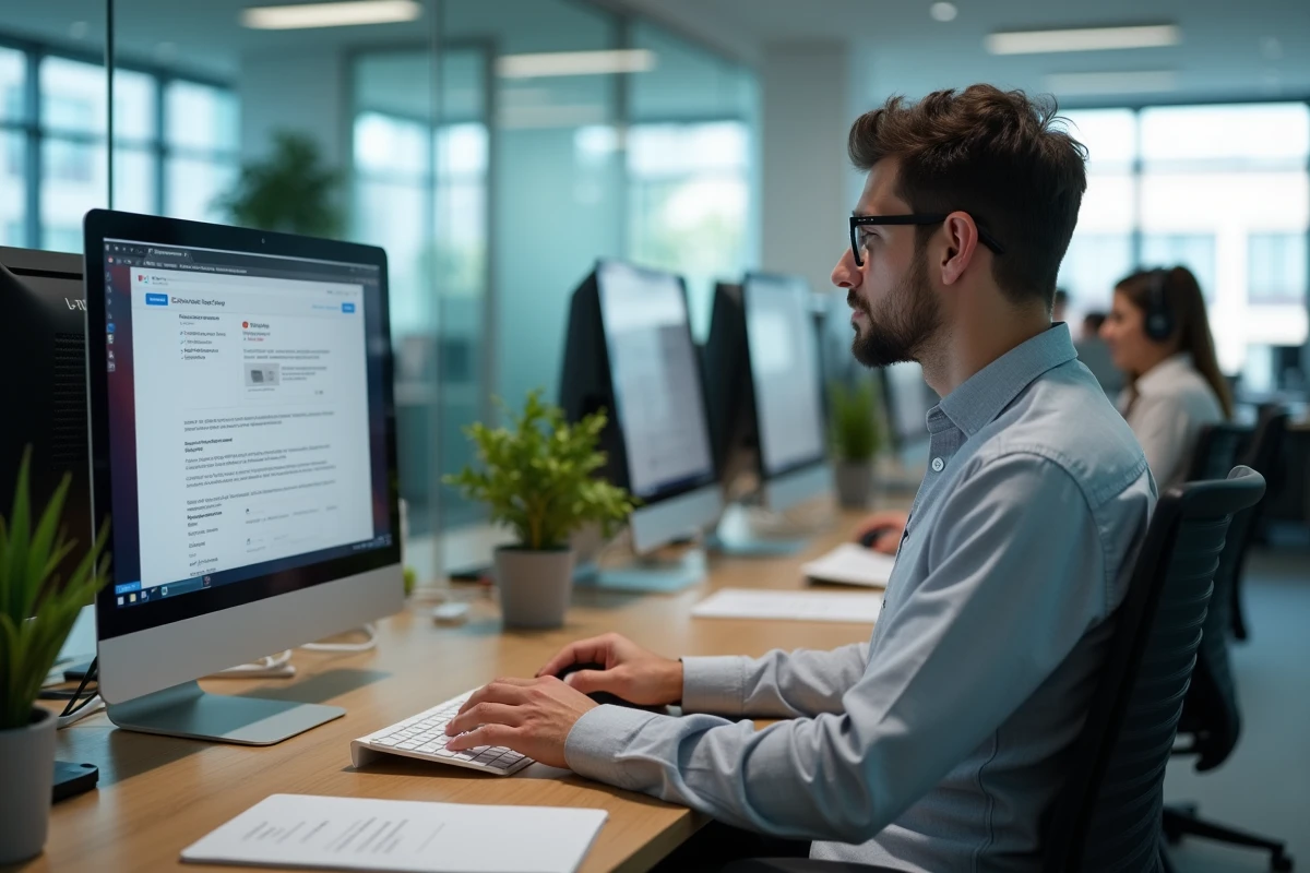 Personnel administratif de Lyon 3 résolvant une erreur d'authentification sur l'intranet universitaire depuis un poste de travail de bureau