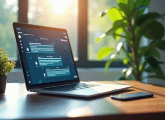 Communiquer en ligne de manière sécurisée : quel est le moyen le plus fiable ? Bureau moderne avec ordinateur et smartphone pour communication securisee