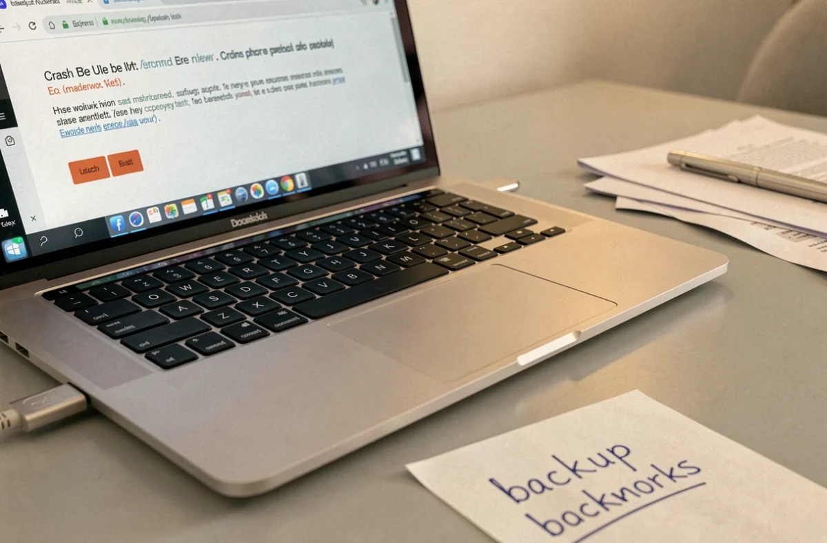 Clé USB branchée sur un ordinateur portable affichant une erreur Firefox pour sauvegarder les marque-pages manuellement