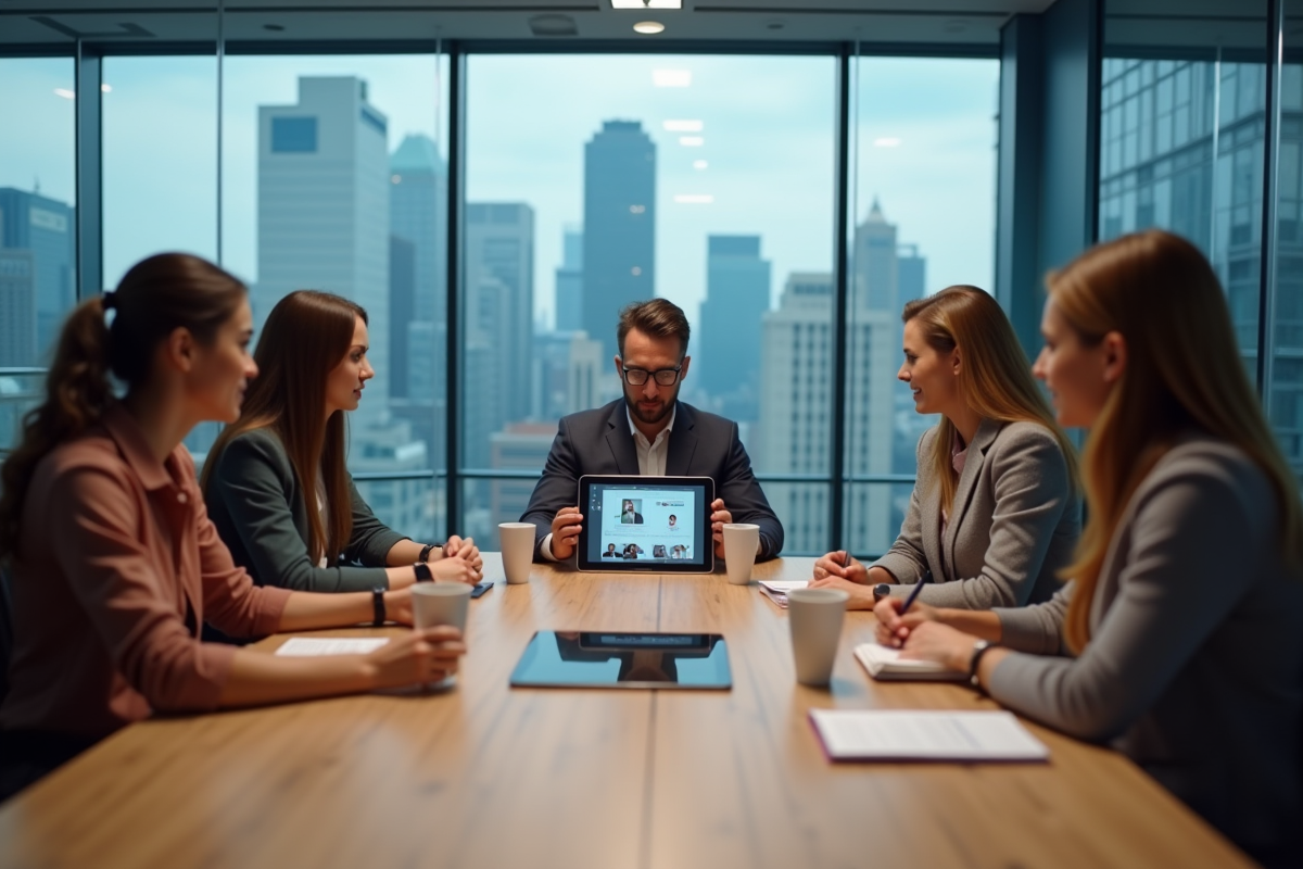 Groupe de jeunes professionnels lors d