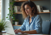 Solutions OneDrive plein : comprendre et agir pour libérer de l’espace Femme au bureau à domicile regardant son ordinateur avec souci