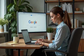 Femme d affaires utilisant un ordinateur dans un bureau moderne