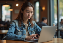 Instagram : véritable espion invisible des conversations en ligne ? Jeune femme au café regardant son smartphone