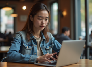 Instagram : véritable espion invisible des conversations en ligne ? Jeune femme au café regardant son smartphone