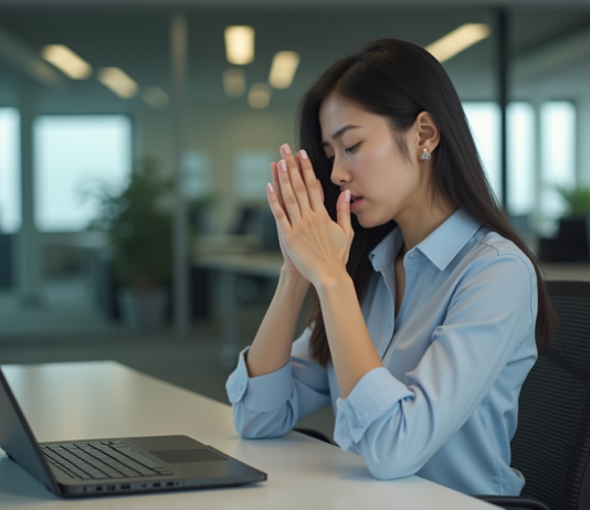 Cloud computing : raisons pour lesquelles les utilisateurs se détournent Jeune femme frustrée au bureau devant son ordinateur