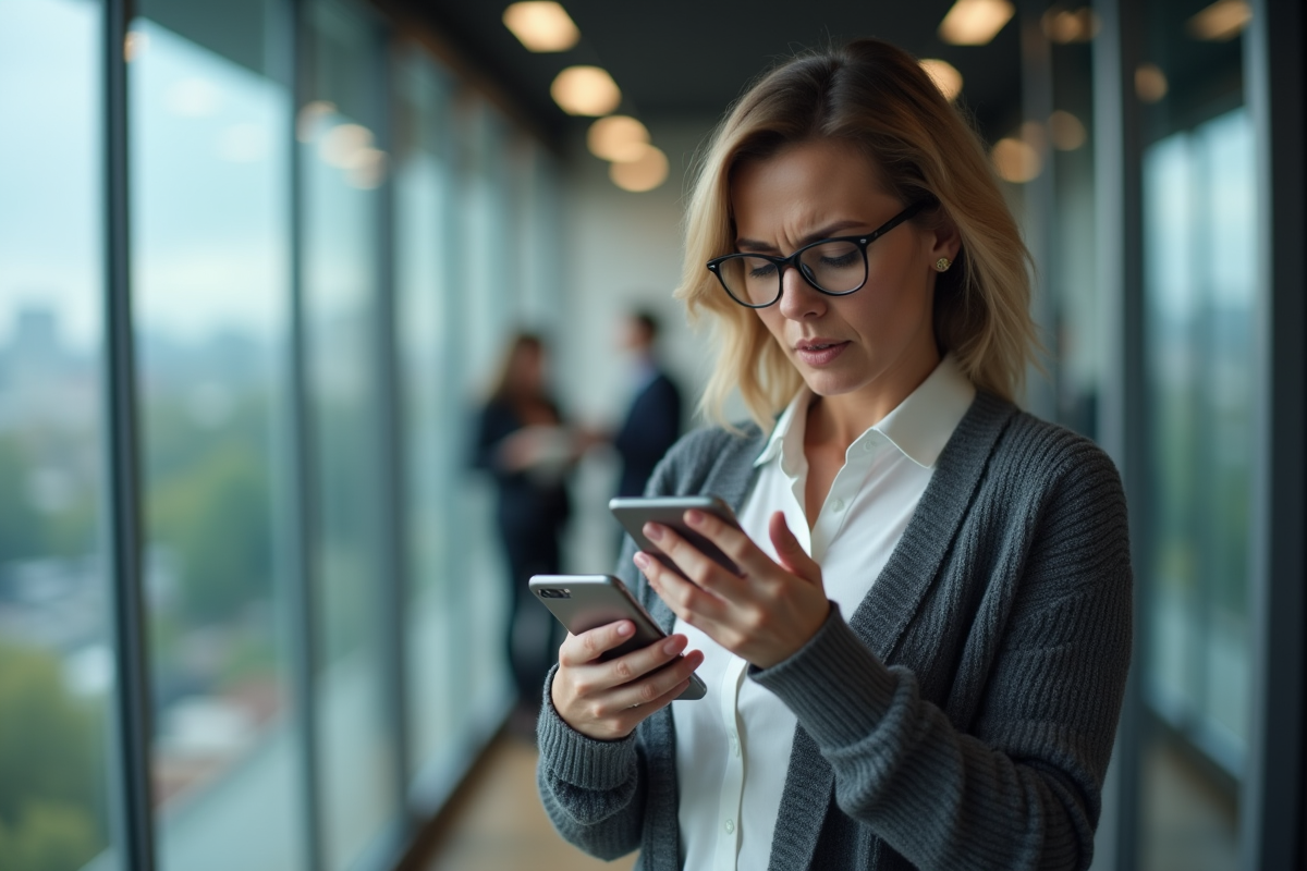 Femme vérifiant une erreur d