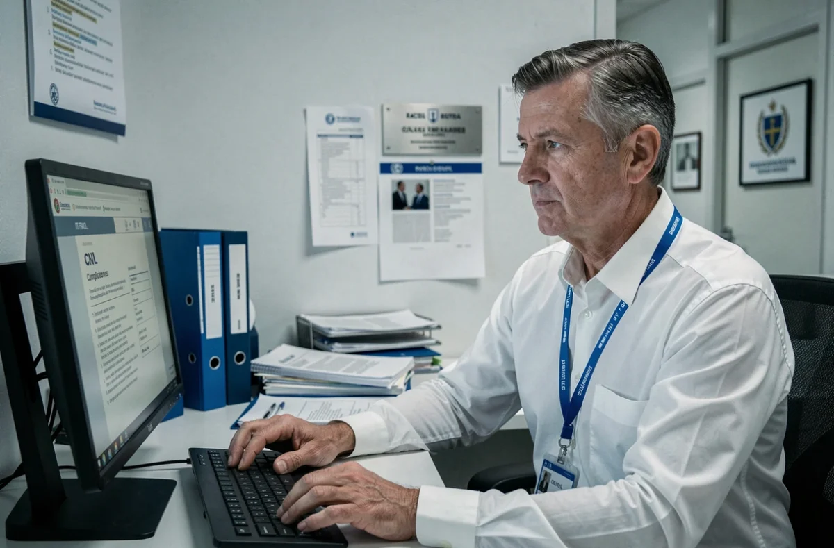 Responsable informatique d'un hôpital privé examinant un rapport de conformité CNIL suite à une alerte de violation de données