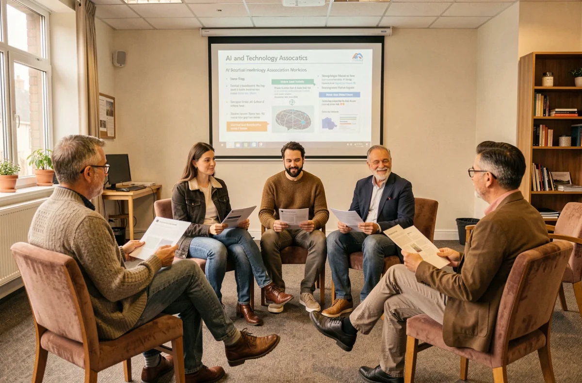 Réunion de membres de l'association IA Asso autour d'un atelier sur l'intelligence artificielle et l'éthique numérique