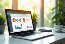 Ordinateur portable avec graphique de conversion sur l'écran