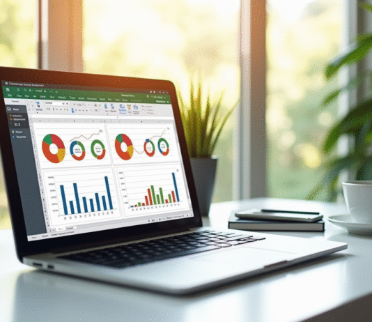 Ordinateur portable avec graphique de conversion sur l'écran