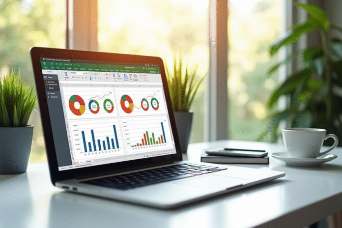 Ordinateur portable avec graphique de conversion sur l'écran